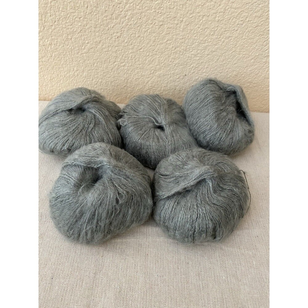 5 Skeins Mohair Yarn Grey 130g Total #667